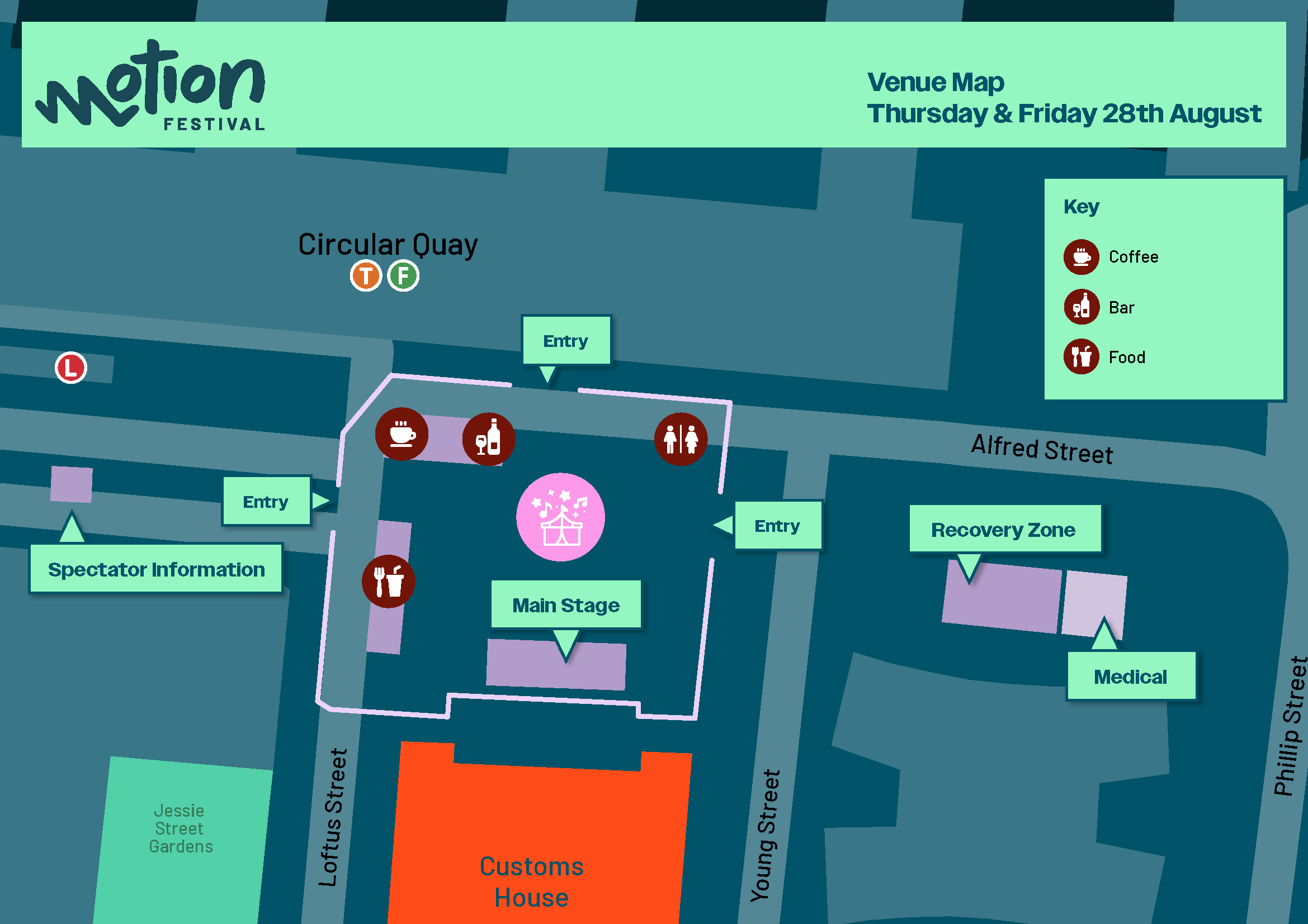 Motion Festival venue map for Thursday and Friday